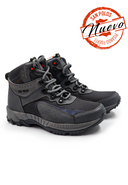 Vista lateral de las botas de trekking para mujer en cuero gris San Polos 3726 con suela Vibram