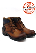 Botas casuales de cuero para mujer San Polos EK1554 en color miel, vista de perfil sobre fondo blanco.