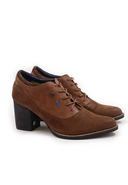 Botines de cuero para mujer San Polos color café con tacón cuadrado