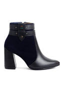 Botas de Cuero Casuales para Mujer San Polos VA1298 Negro y Azul