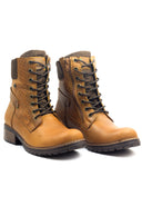 Botas de cuero para mujer San Polos EK1530 en color miel, vista lateral.