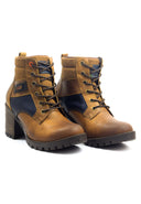 Botas casuales de cuero para mujer San Polos modelo EK5813 en color miel, vista de perfil.