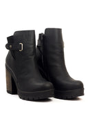 Botas de cuero casuales para mujer San Polos modelo EK8640 color negro, vista de perfil.