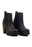 Botas de cuero para mujer San Polos, modelo casual EK8901 en color negro, vista frontal.