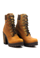 Botas de cuero casuales para mujer marca San Polos color miel, referencia EK8902.