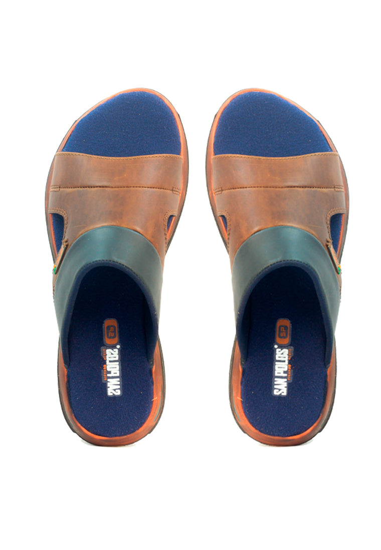 Sandalias San Polos Hombre SX001 Coñac Azul