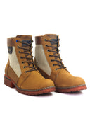 Vista frontal de las botas de cuero para mujer San Polos EK1320 en color nobuck miel