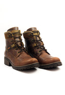 Botas de cuero para mujer San Polos modelo EK302 en color coñac, vista de perfil.