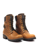 Botas de cuero para mujer San Polos modelo MS006 en color miel, vista frontal.