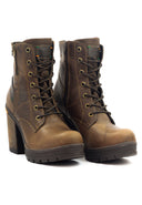 Botas de cuero casuales para mujer San Polos MS436 color coñac, vista lateral